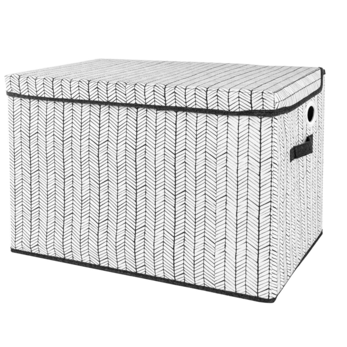 Sammy & Lou Herringbone Gray and White Felt Toy Box Sammy & Lou