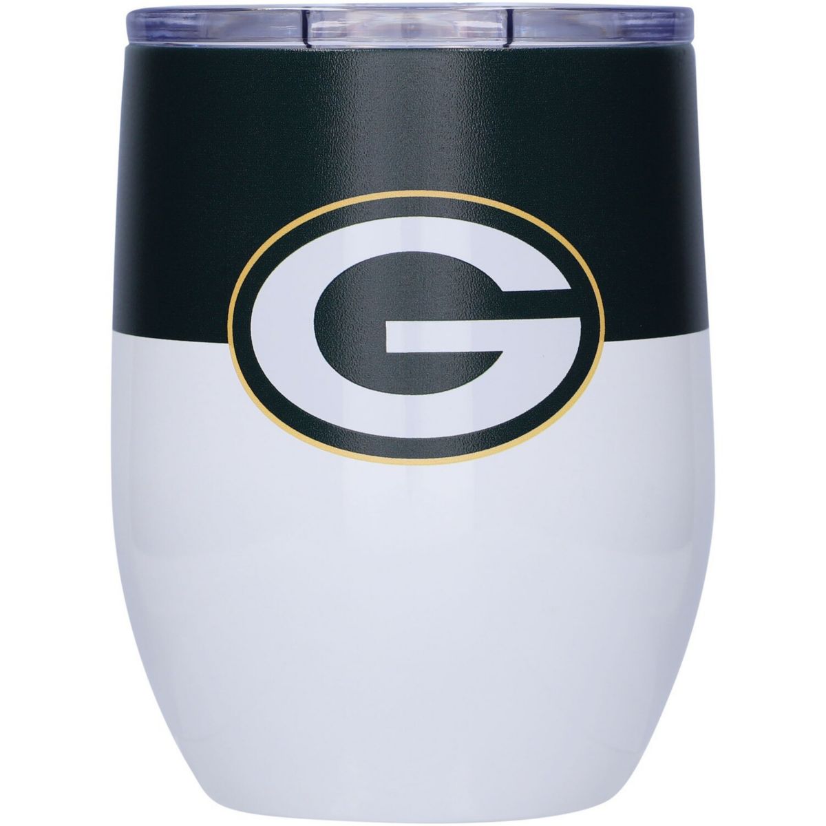 Green Bay Packers 16 унций. Изогнутый стакан из нержавеющей стали с цветными блоками Logo Brand