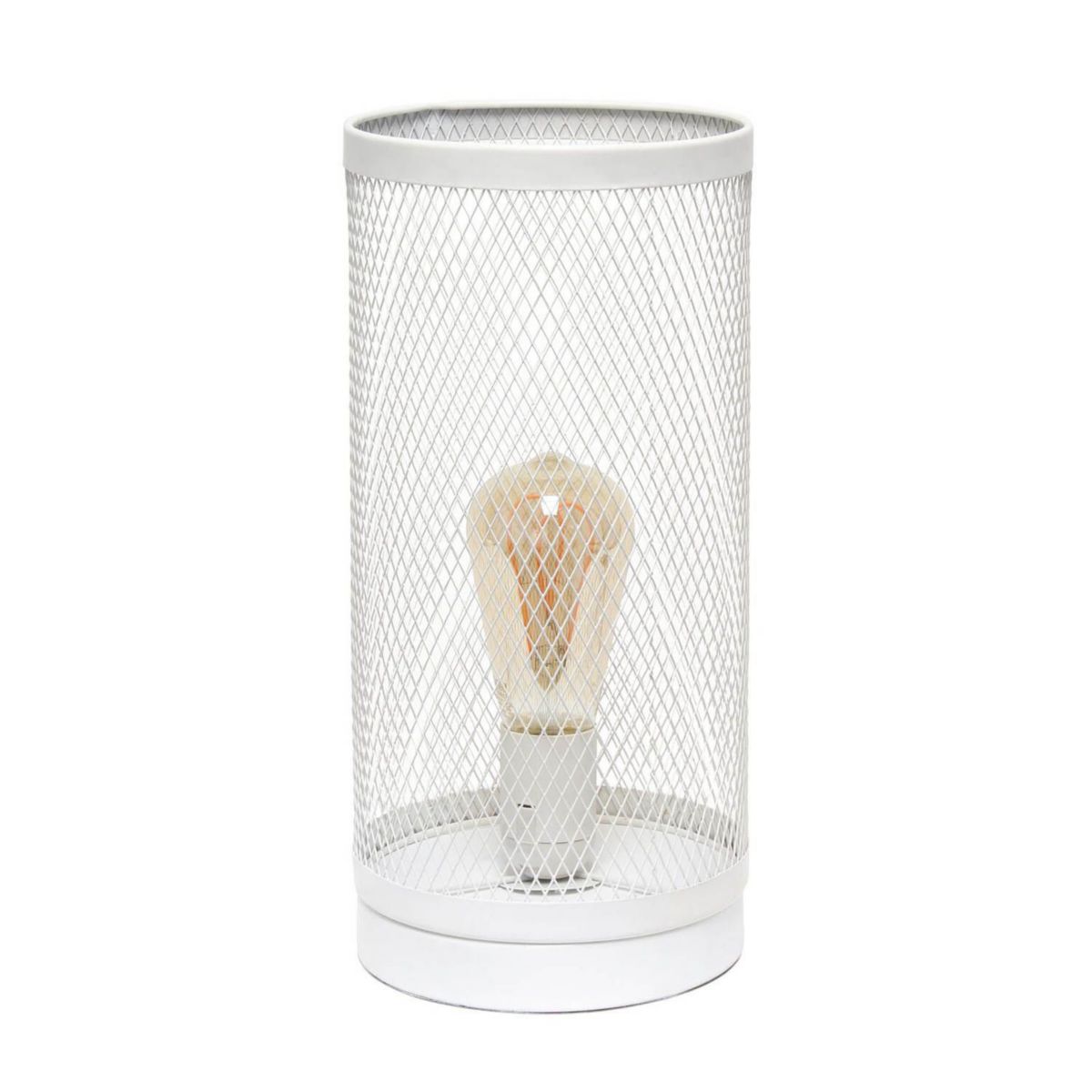 Простые конструкции Белая сетка Цилиндрическая стальная настольная лампа Simple Designs