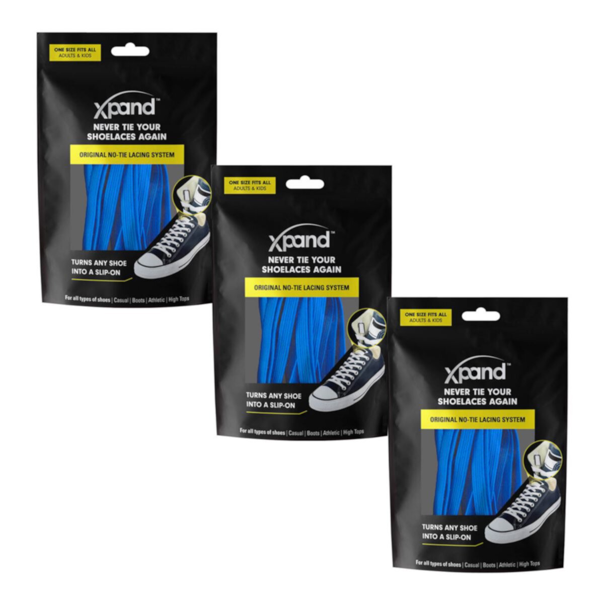 Xpand 3-Pack No Tie Laces System с эластичными шнурками Xpand