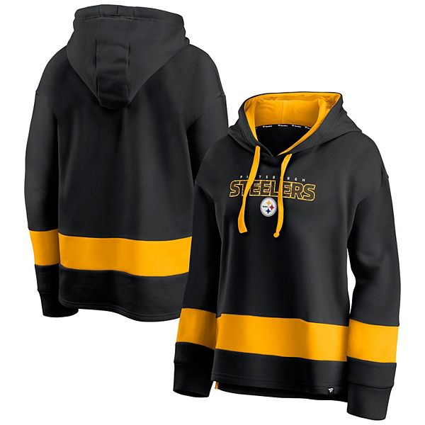 Женское флисовое худи с капюшоном Fanatics черного и золотистого цвета Pittsburgh Steelers Fanatics