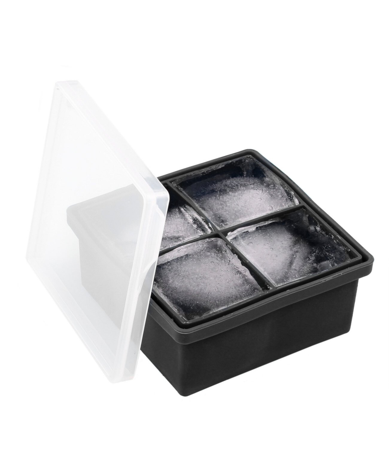 Большая силиконовая форма для льда на 4 кубика с прозрачной крышкой Cambridge