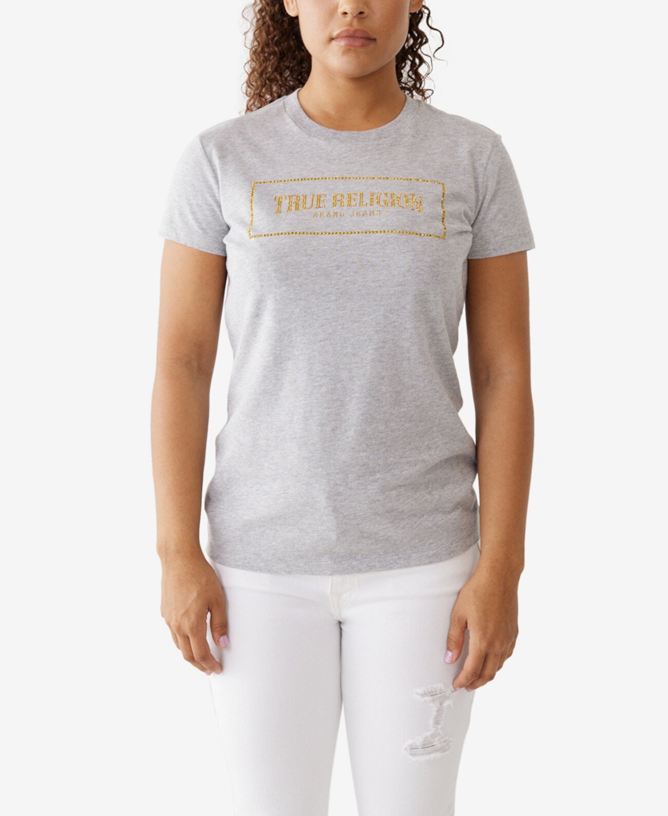 Женская облегающая футболка с круглым вырезом с логотипом Sparkle True Religion