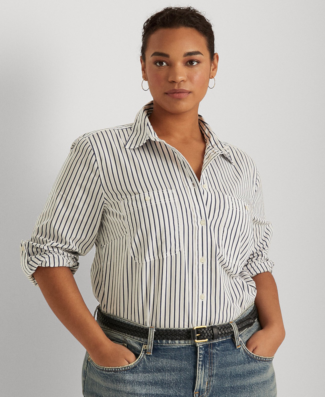Рубашка на пуговицах в полоску больших размеров LAUREN Ralph Lauren