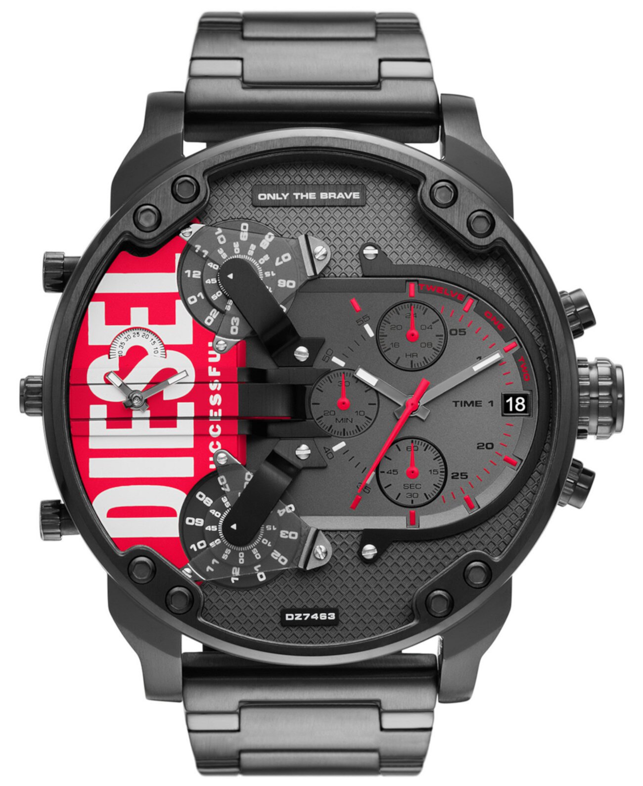 Мужские часы-хронограф Mr. Daddy 2.0 с черным браслетом из нержавеющей стали 57 мм Diesel