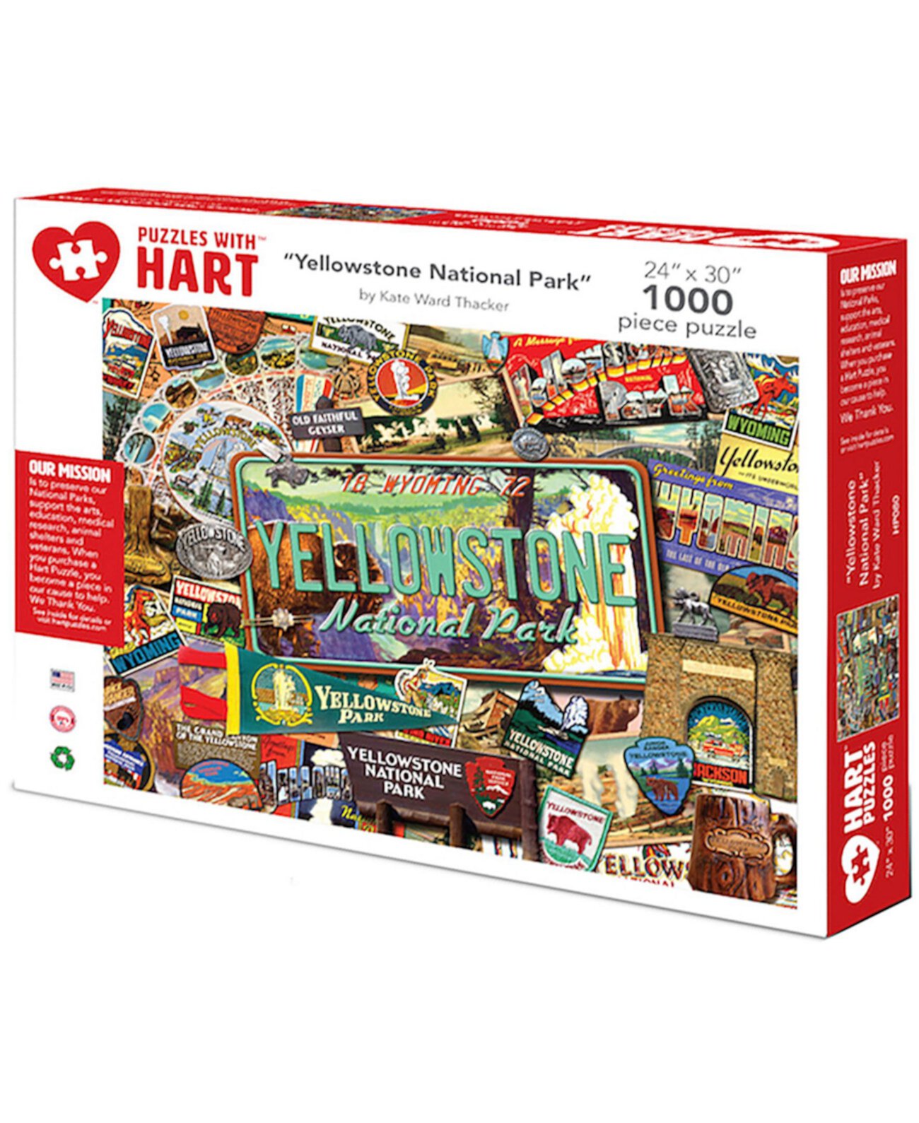 Йеллоустонский национальный парк 24 x 30 дюймов, набор Кейт Уорд Такер, 1000 штук Hart Puzzles