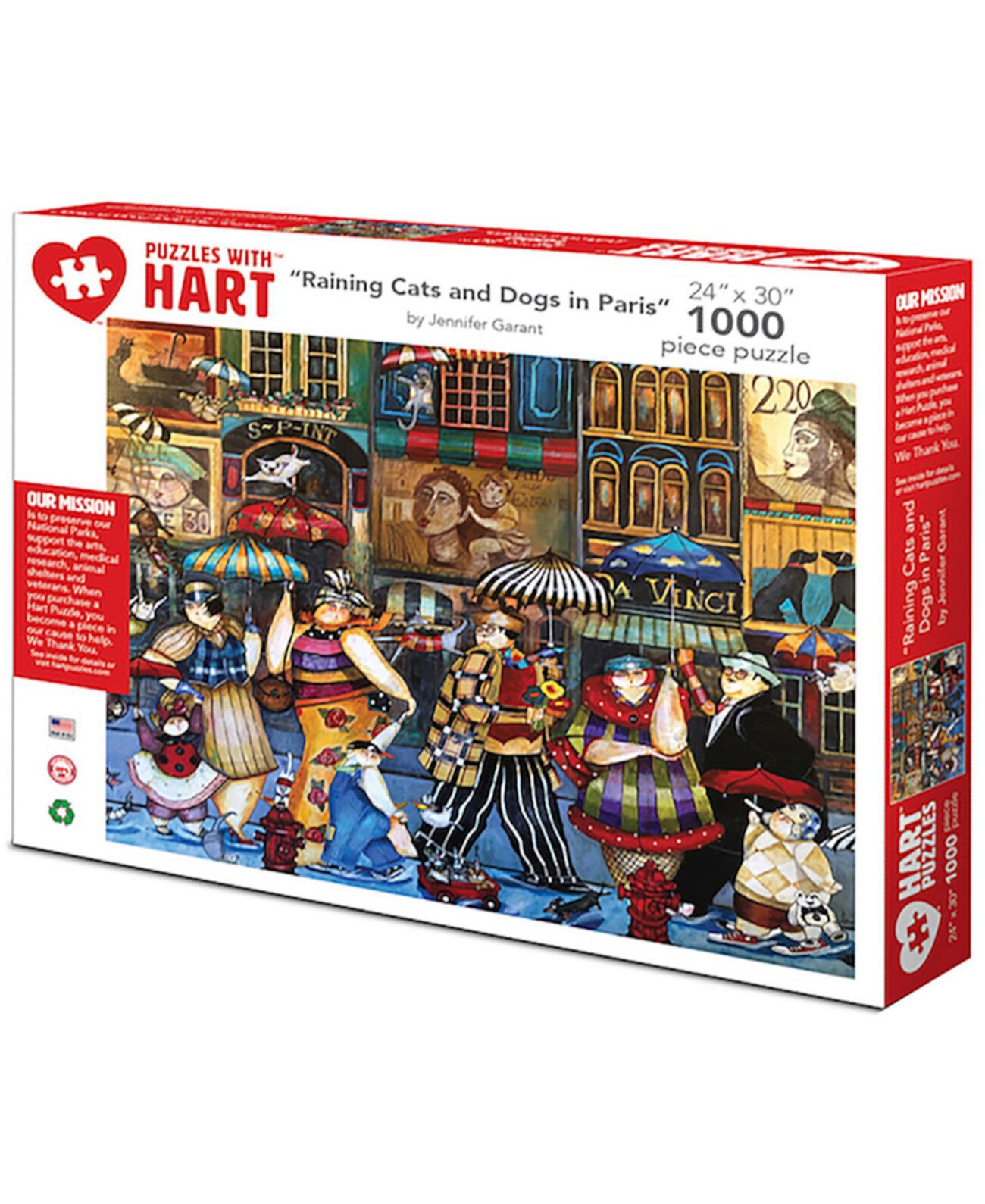 Raining Cats and Dogs In Paris 24" x 30" by Jennifer Garant Set, 1000 штук Hart Puzzles