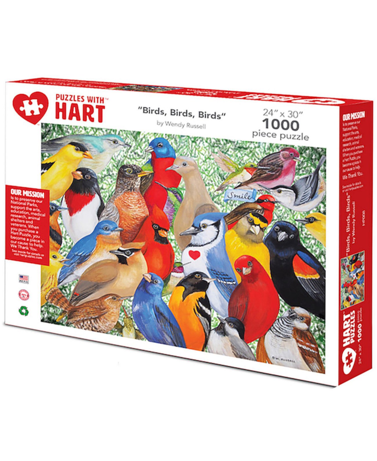 Набор птиц 24 x 30 дюймов от Венди Рассел, 1000 штук Hart Puzzles