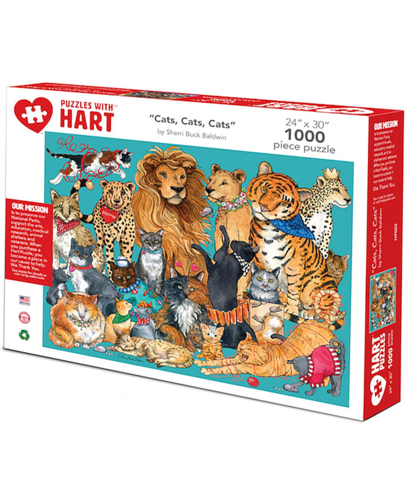 Набор «Кошки 24 x 30 дюймов» от Шерри Бак Болдуин, 1000 штук Hart Puzzles