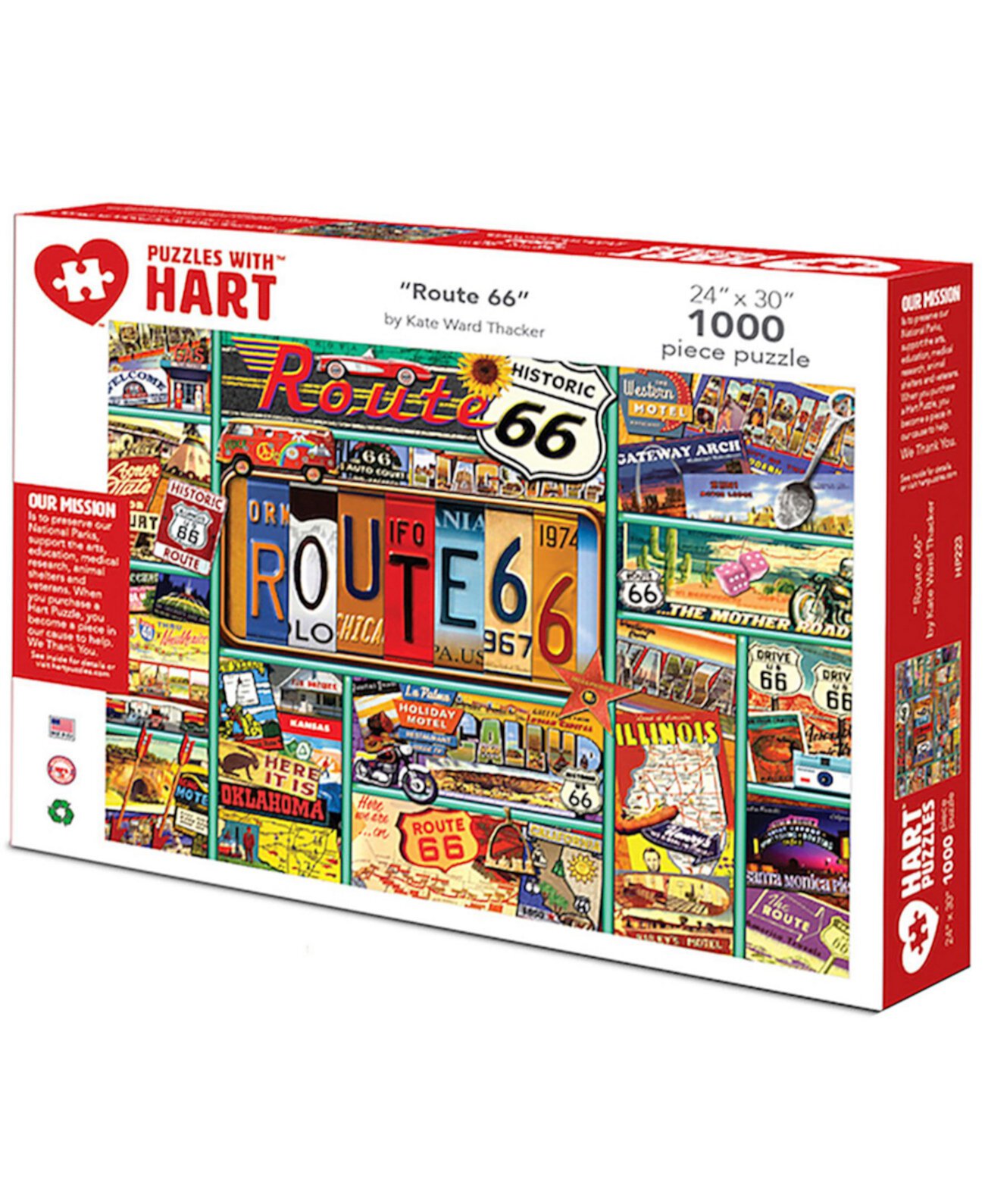 Route 66, 24 x 30 дюймов, набор Кейт Уорд Такер, 1000 предметов Hart Puzzles