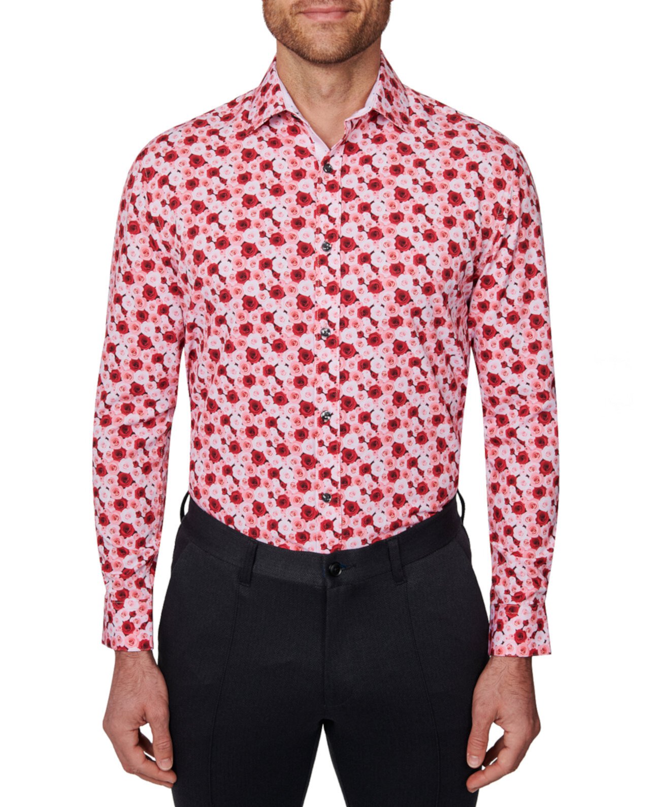 Мужская классическая рубашка узкого кроя с цветочным принтом Society of Threads