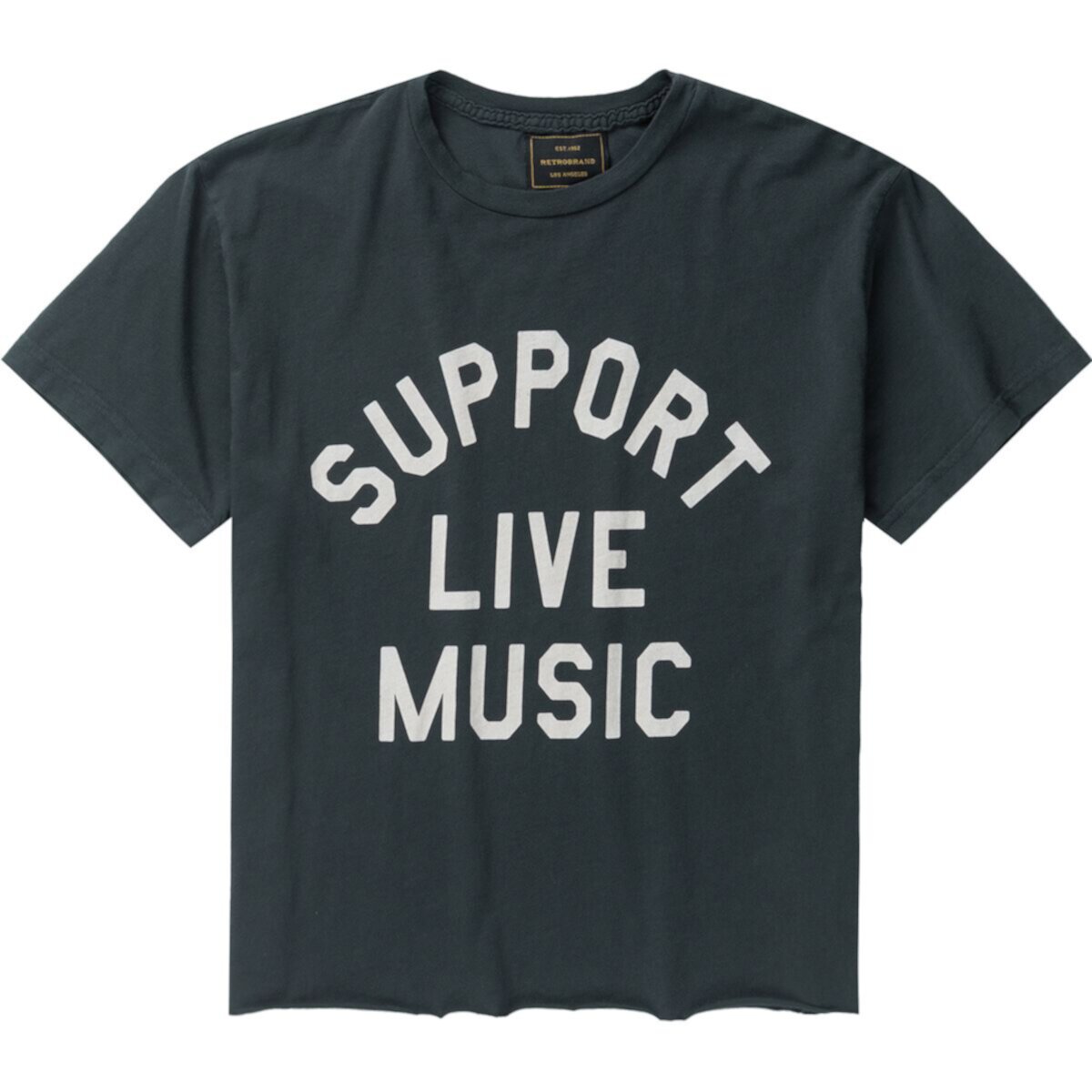 Футболка Original Retro Brand с надписью Support Live Music, укороченная, с необработанным краем Original Retro Brand