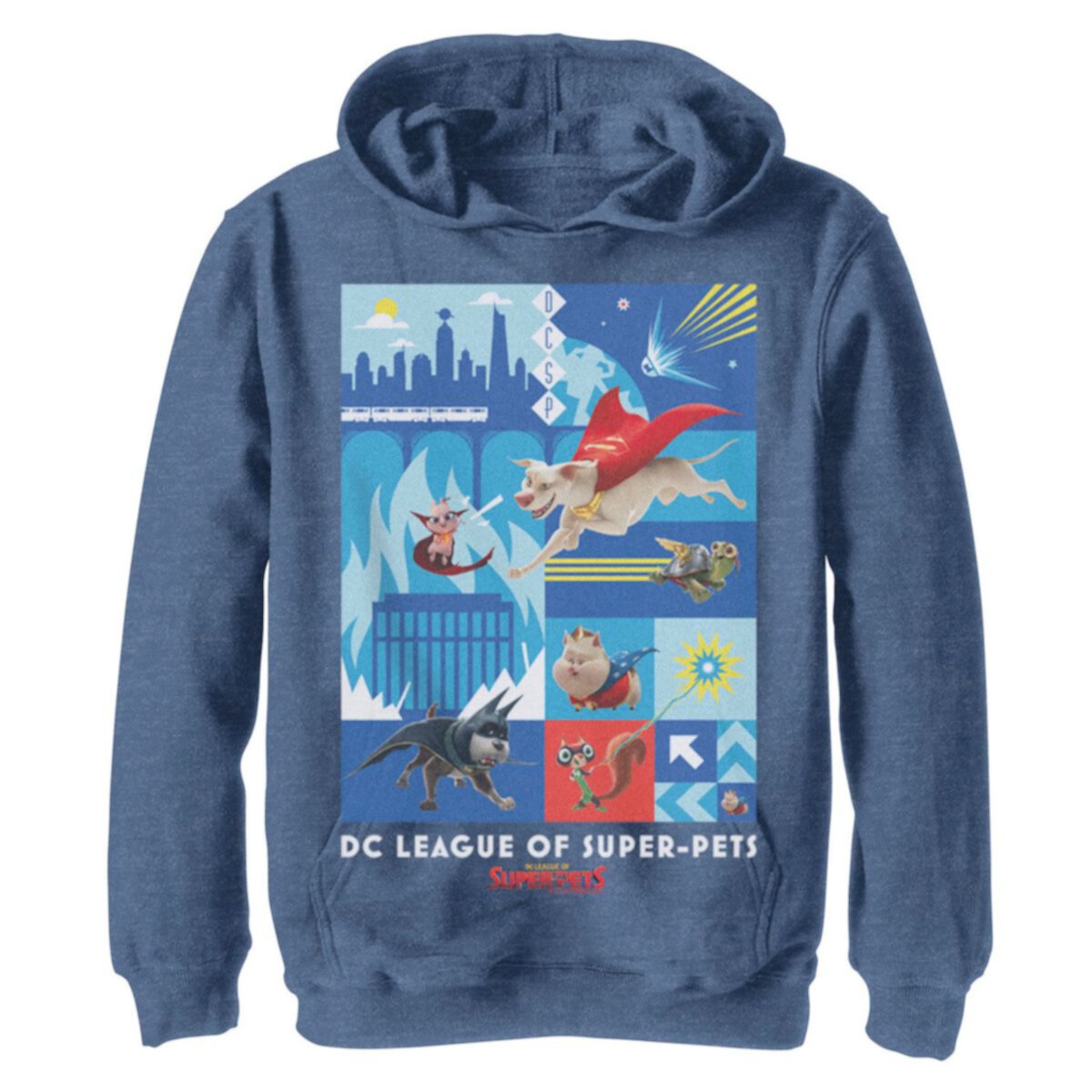 Джерси DC Comics Для мальчиков DC Super Pets Block Panels Hoodie DC Comics