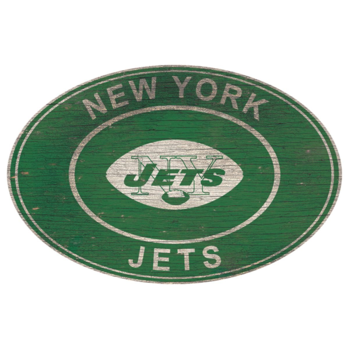 Овальный настенный знак New York Jets Heritage Fan Creations