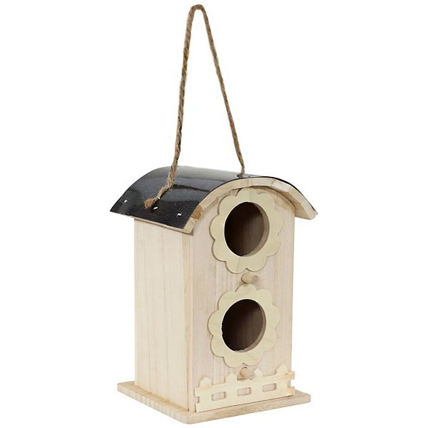 Sunnydaze 2-Level Wooden Bungalow Hanging Birdhouse - Garden Decor - 7-Inch Sunnydaze Decor