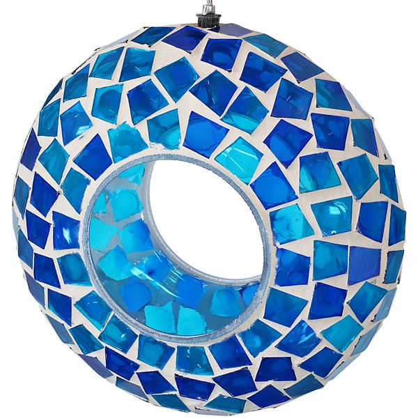 Sunnydaze Blue Mosaic Fly-Through Hanging Outdoor Bird Feeder - 6-Inch Sunnydaze Decor