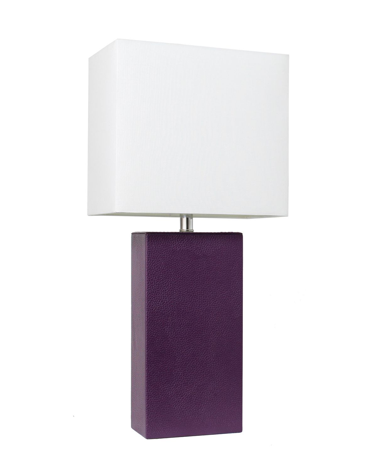 Элегантный дизайн Современная кожаная настольная лампа с абажуром из белой ткани, баклажан Elegant Designs