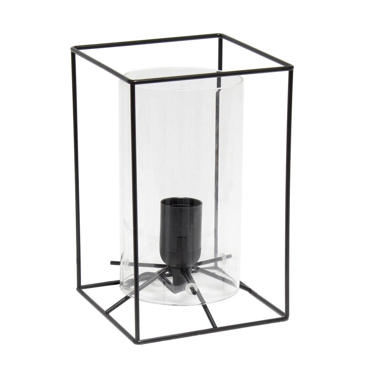 Маленькая настольная лампа из стекла и металла Elegant Designs, черная/прозрачная Elegant Designs