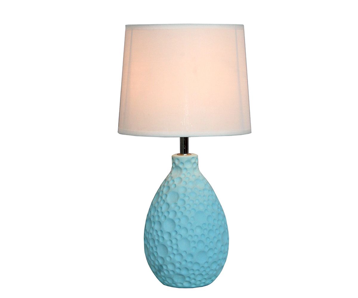 Простые конструкции Синяя текстурированная керамическая овальная настольная лампа Simple Designs