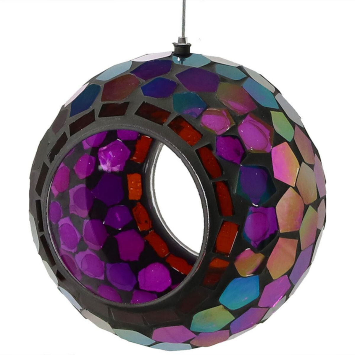 Sunnydaze Round Mosaic Glass Hanging Bird Feeder - 6-Inch Sunnydaze Decor