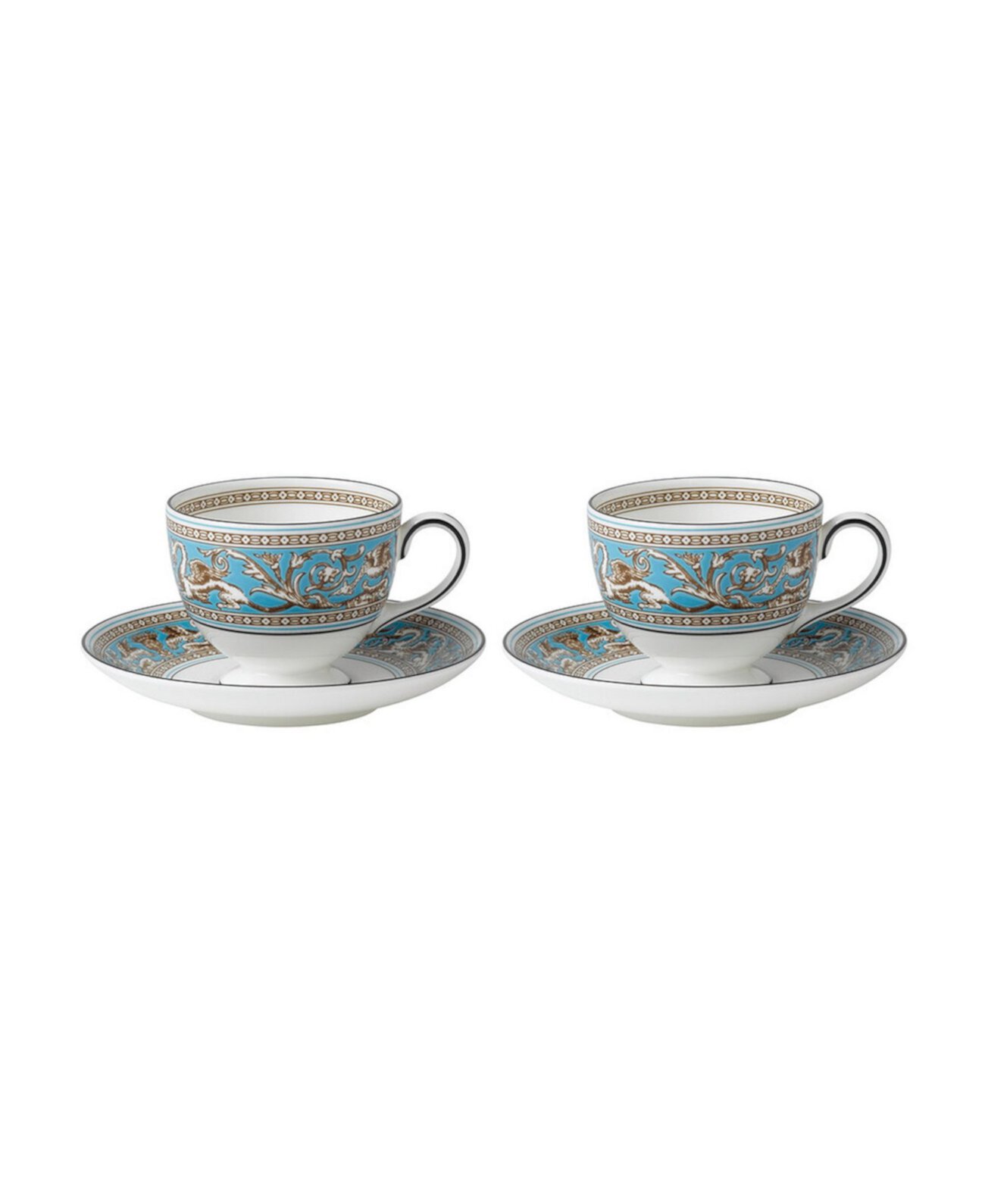 Чайный набор из 4 предметов Florentine Turquoise: чашки и блюдца из фарфора Wedgwood