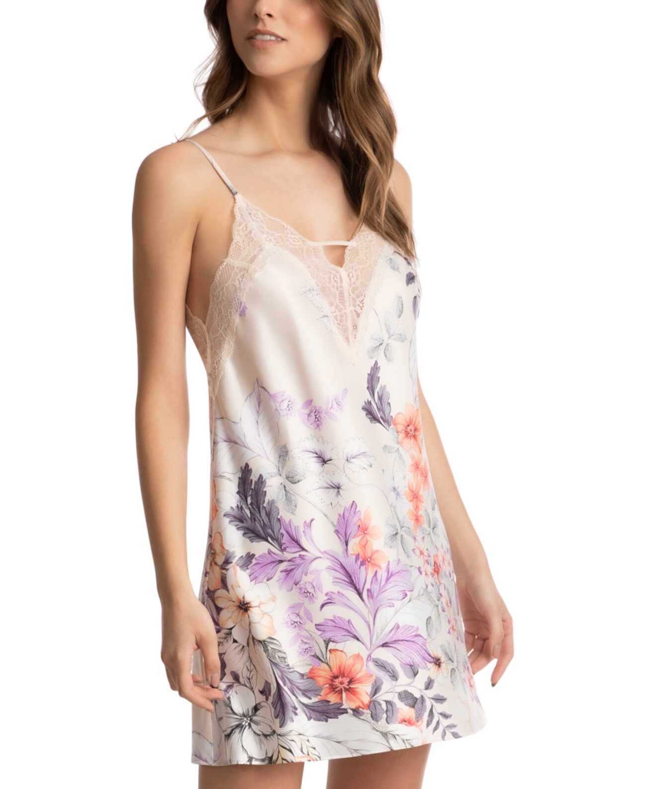 Атласная ночная рубашка с цветочным принтом Linea Donatella