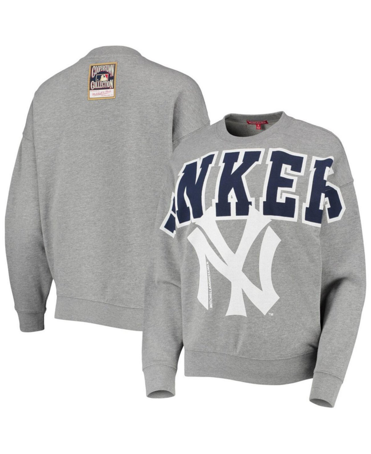Легкий пуловер с логотипом из коллекции New York Yankees Cooperstown для женщин серого цвета с мелким принтом Mitchell & Ness
