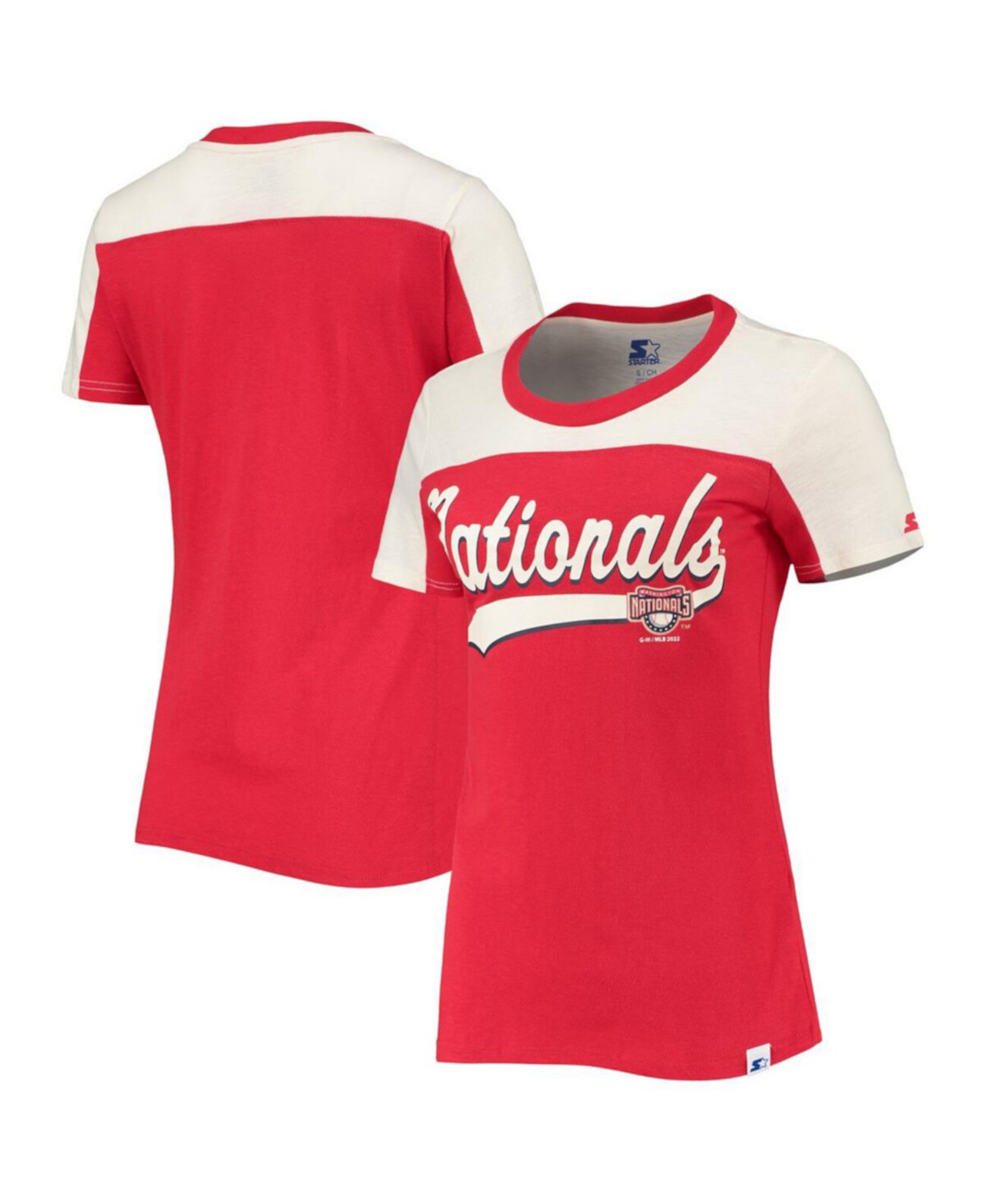 Женская красно-белая футболка Washington Nationals Kick Start Starter