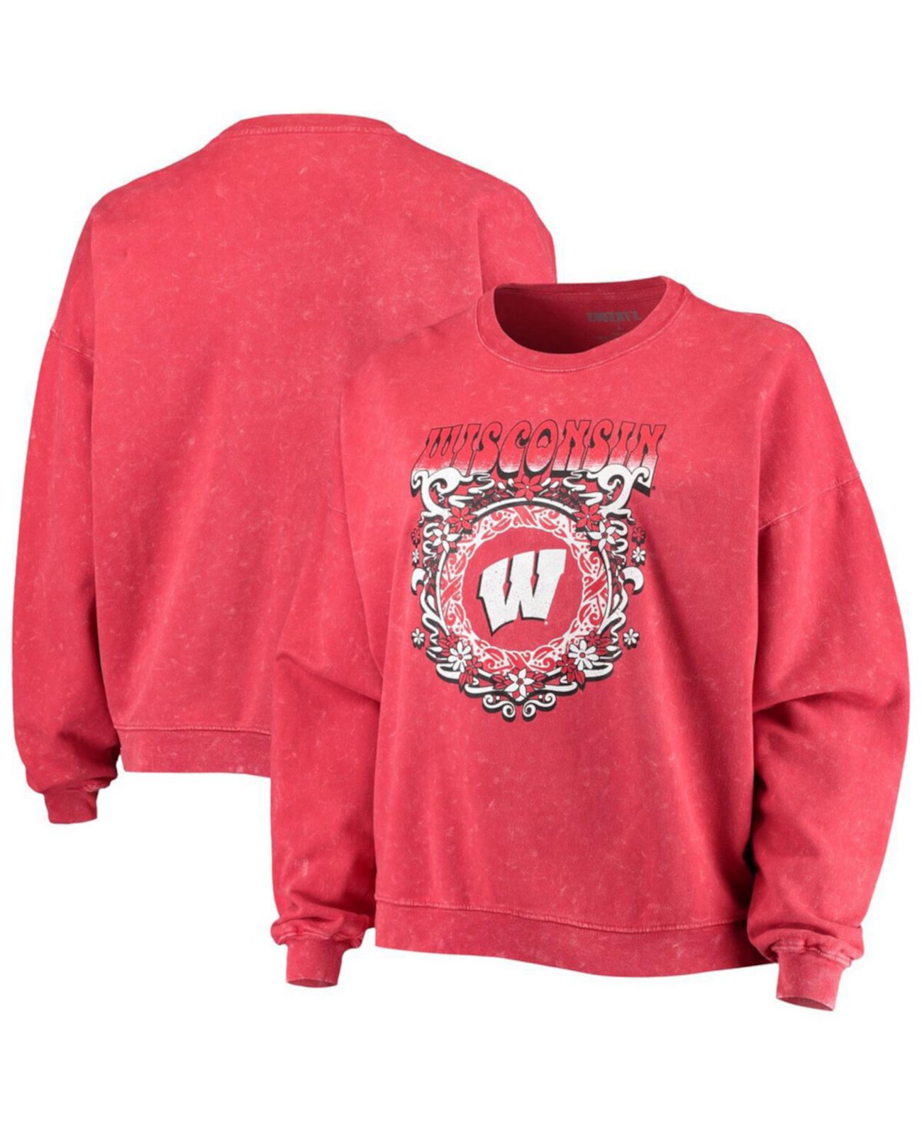 Женская красная толстовка Wisconsin Badgers Garment Wash оверсайз-пуловер в винтажном стиле ZooZatz