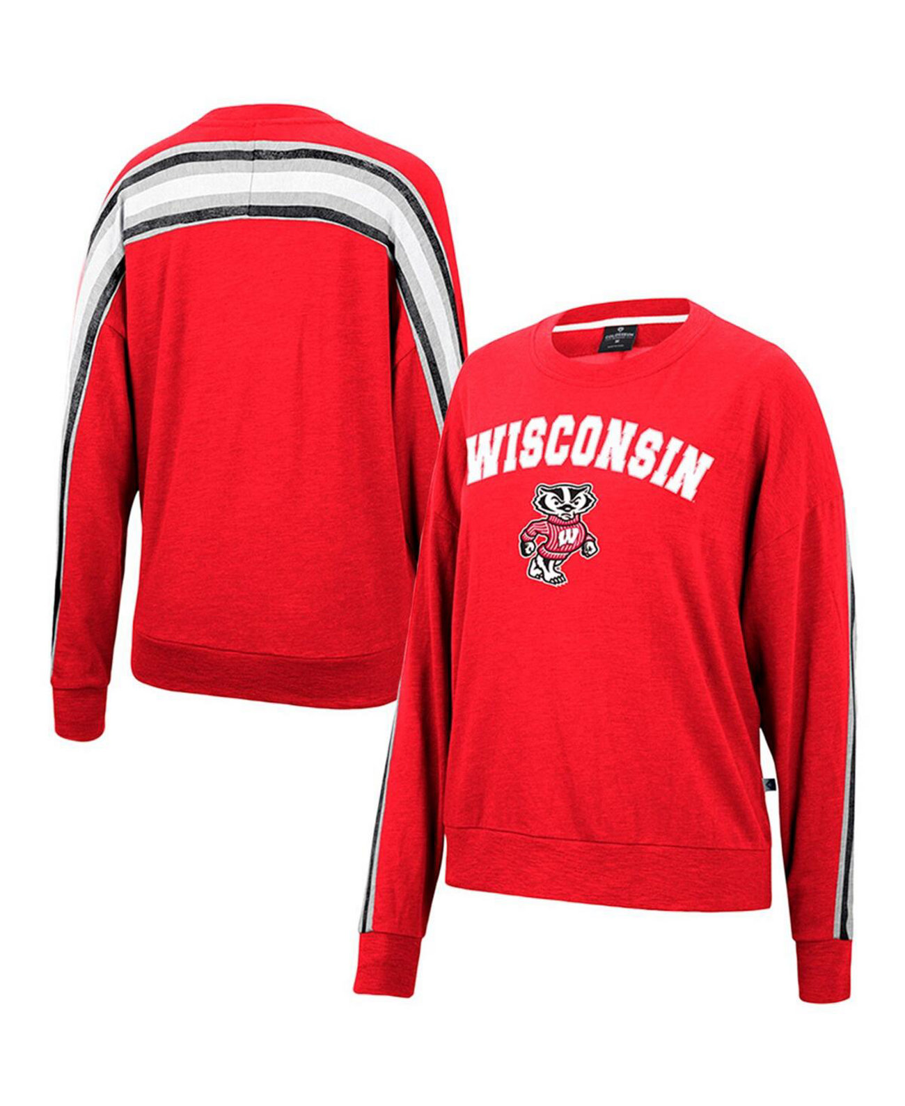 Женская толстовка свободного кроя Wisconsin Badgers Team с меланжевым принтом красного цвета Colosseum