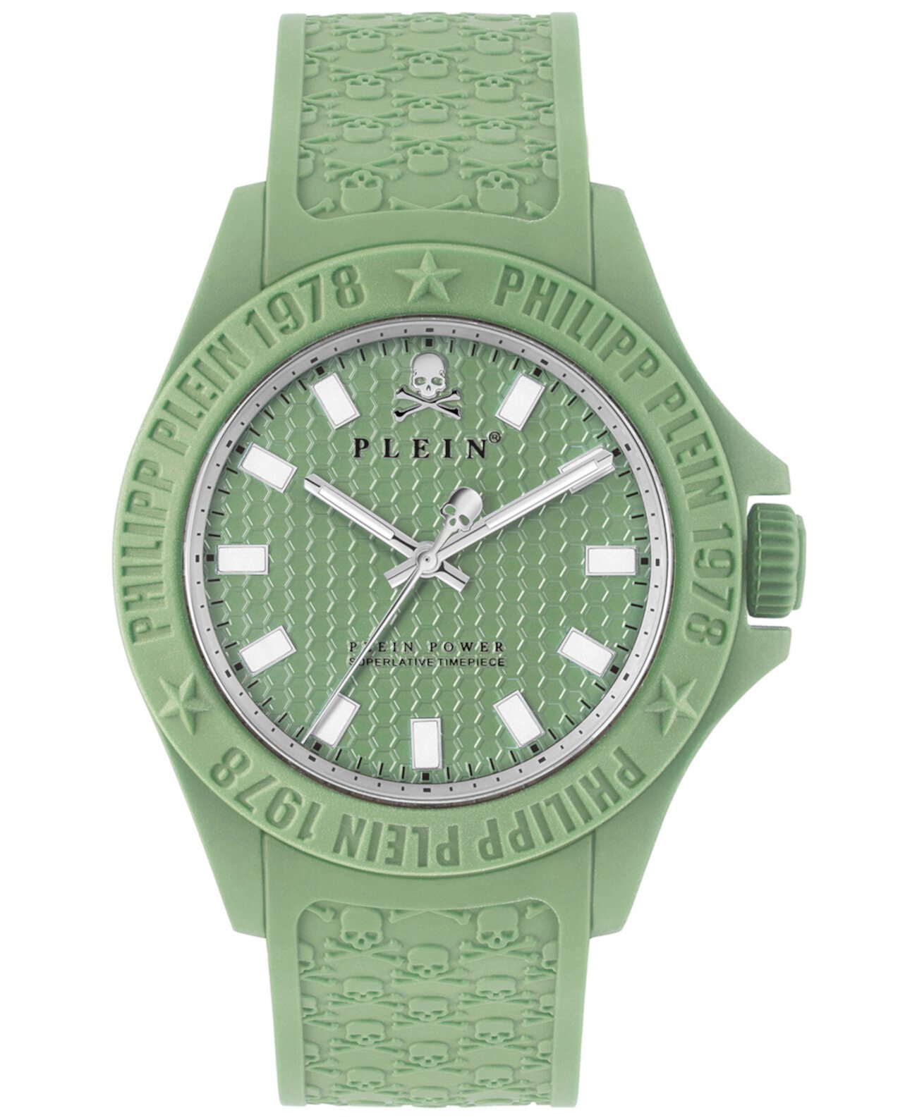 Часы Power Green с силиконовым ремешком 43 мм Philipp Plein