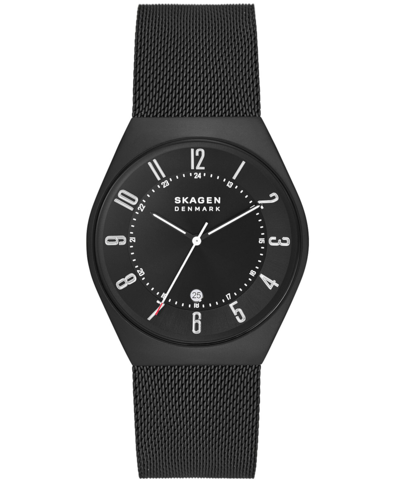 Мужские часы Grenen из нержавеющей стали с сетчатым браслетом с черным покрытием, 37 мм Skagen