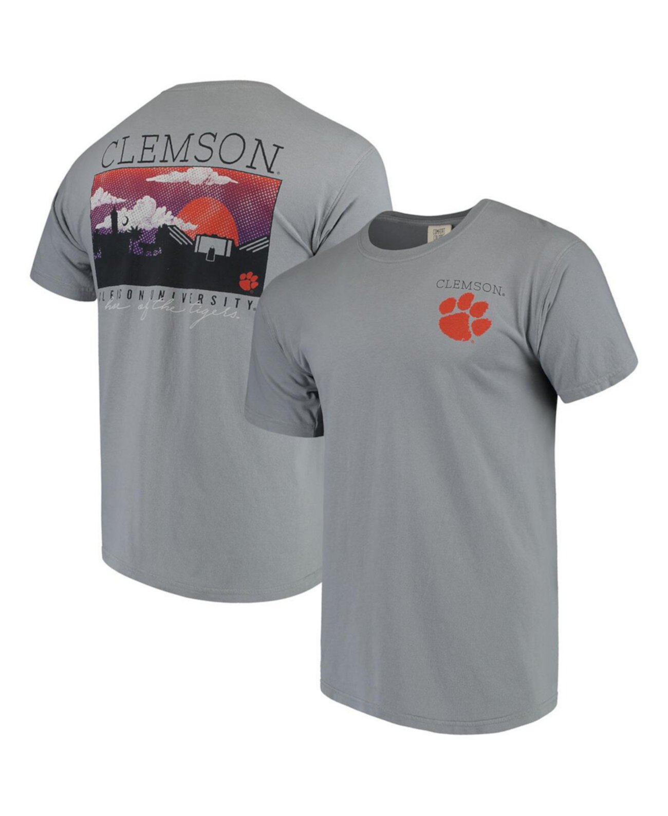Мужская серая футболка Clemson Tigers Comfort Colours Campus Scenery Image One