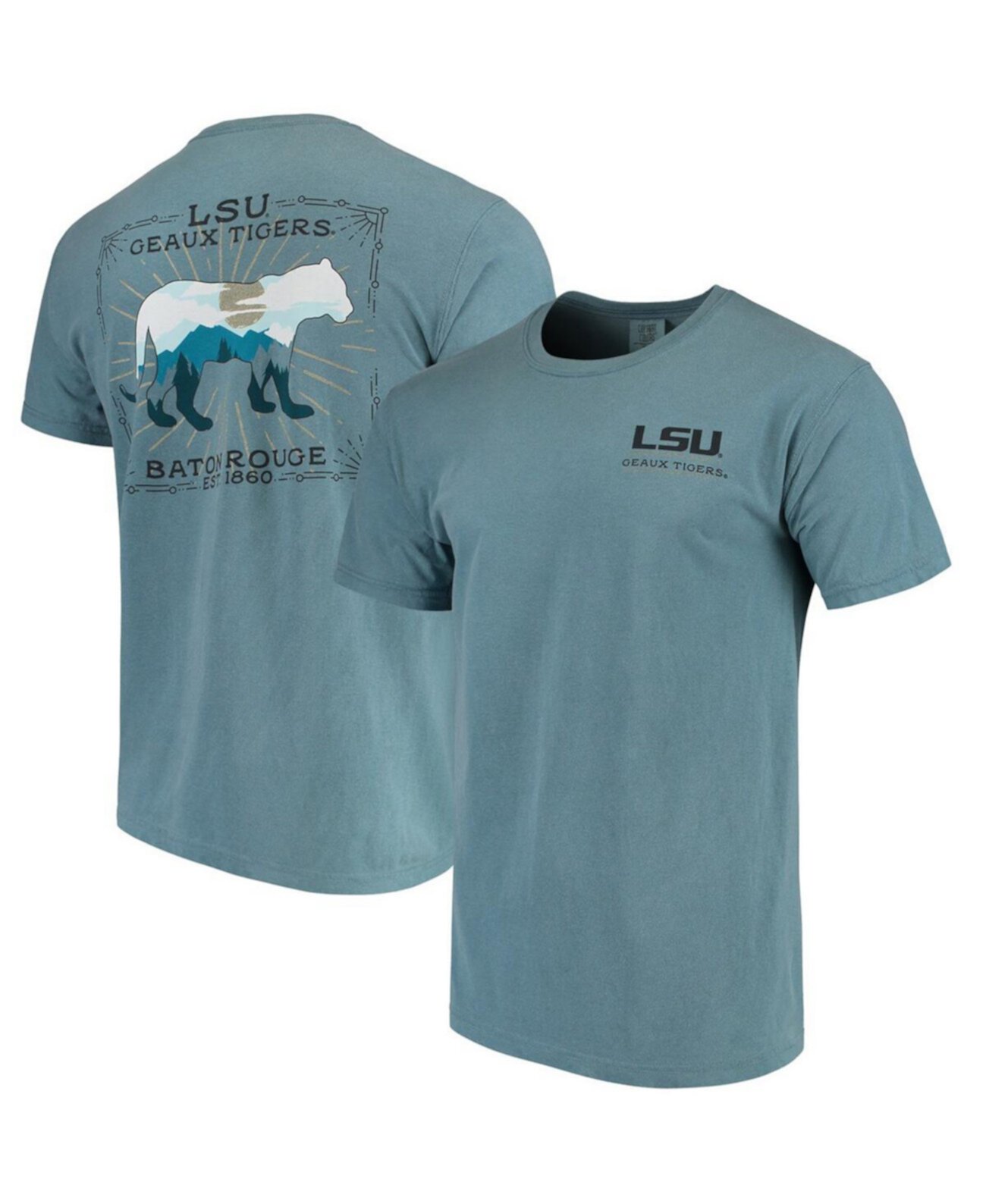 Мужская синяя футболка LSU Tigers State Scenery Comfort Colors Image One