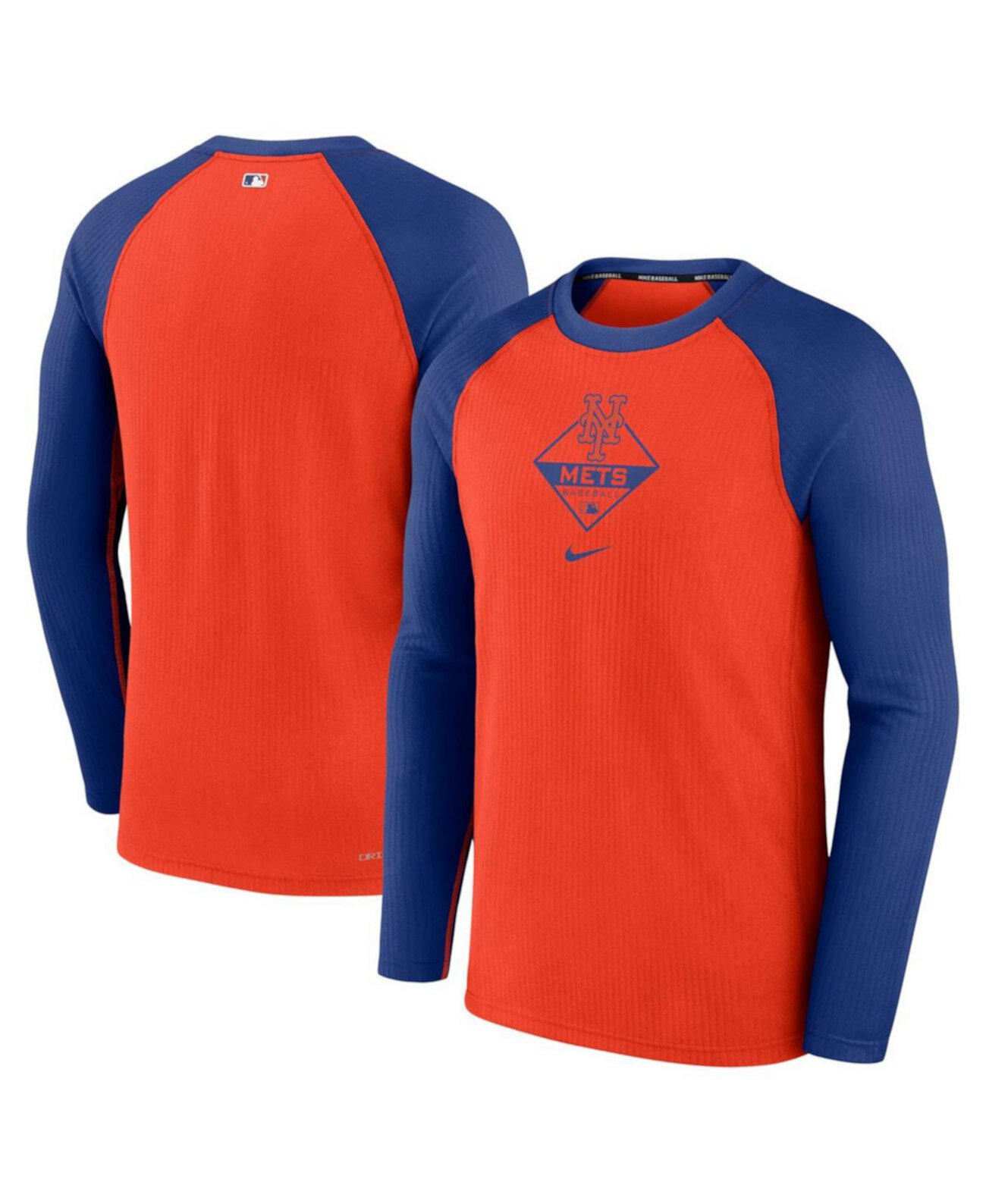 Оранжевая мужская футболка Nike New York Mets с длинными рукавами и технологией Dri-FIT Nike