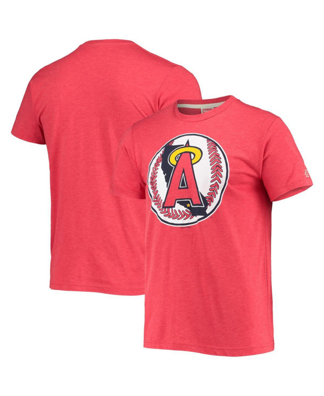 Мужская красная футболка Los Angeles Angels с нарисованным от руки логотипом Tri-Blend Homage