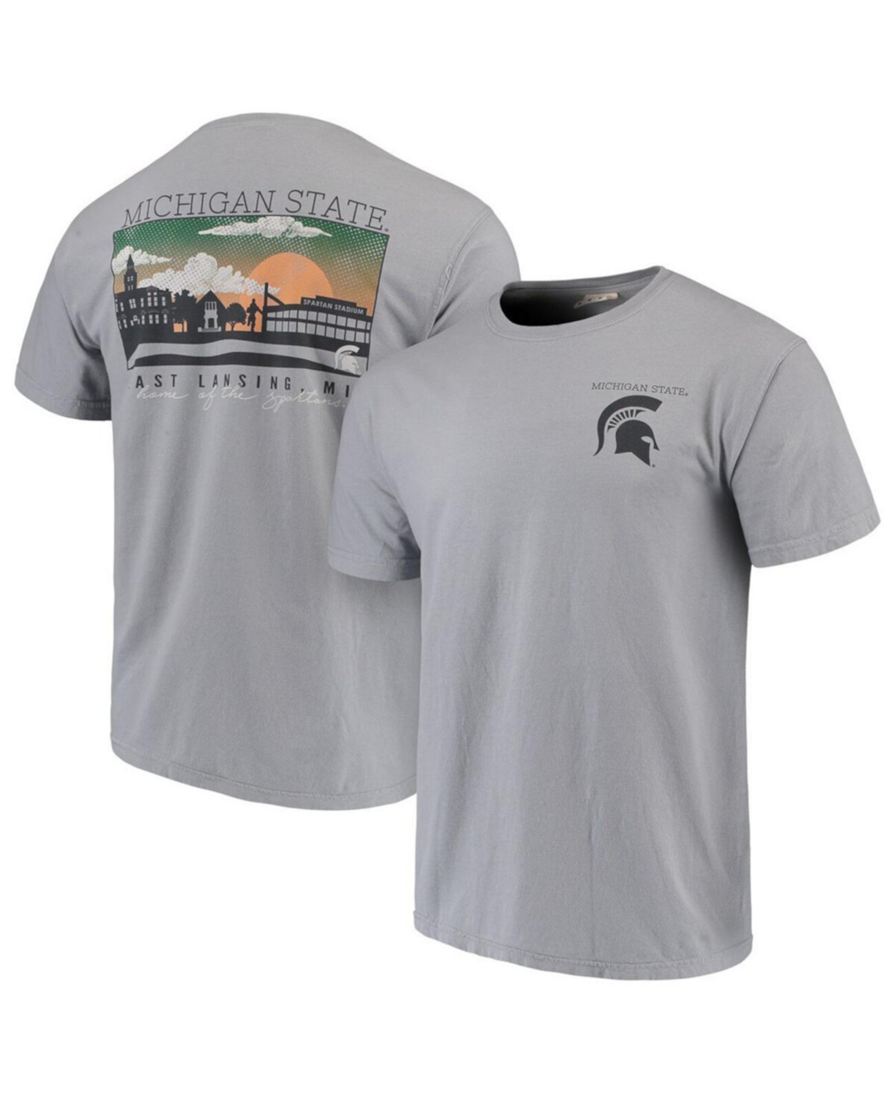 Мужская серая футболка Michigan State Spartans Comfort Colours Campus Scenery Image One