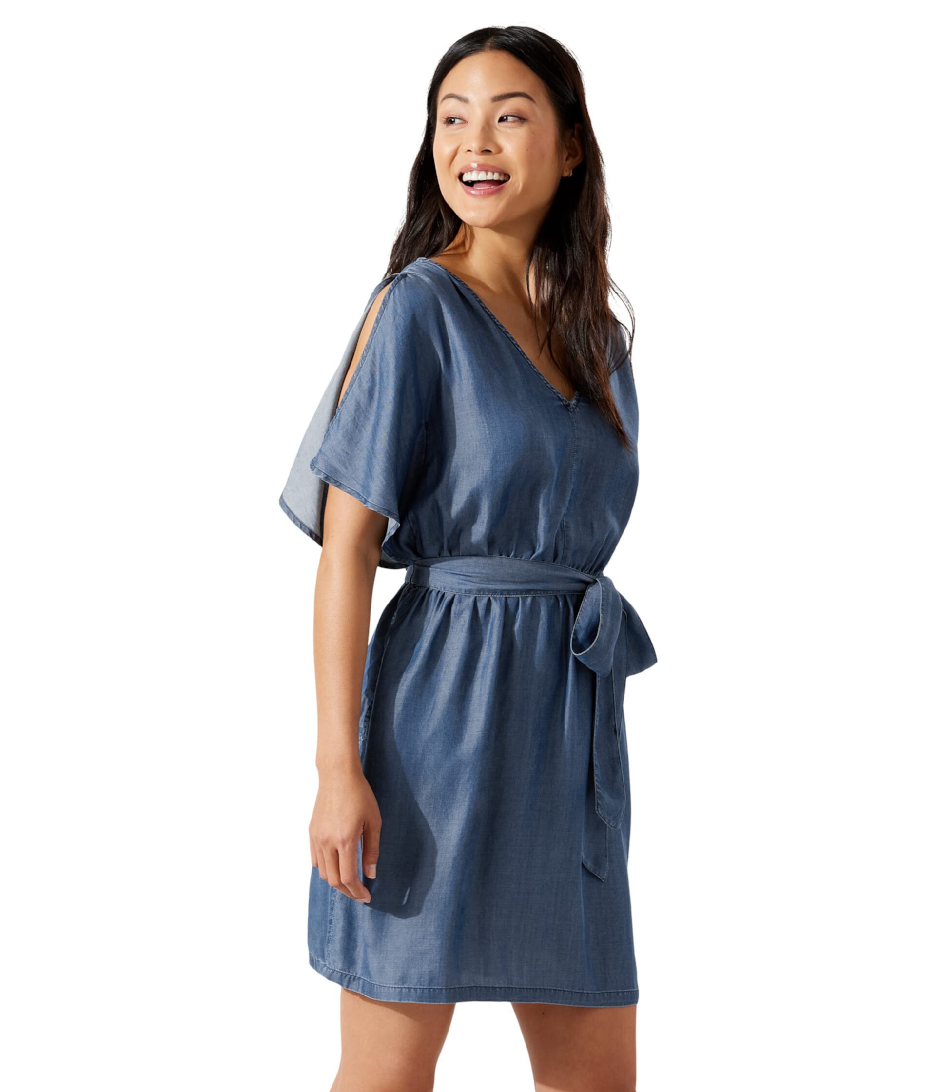 Chambray Split Shoulder Dress Tommy Bahama