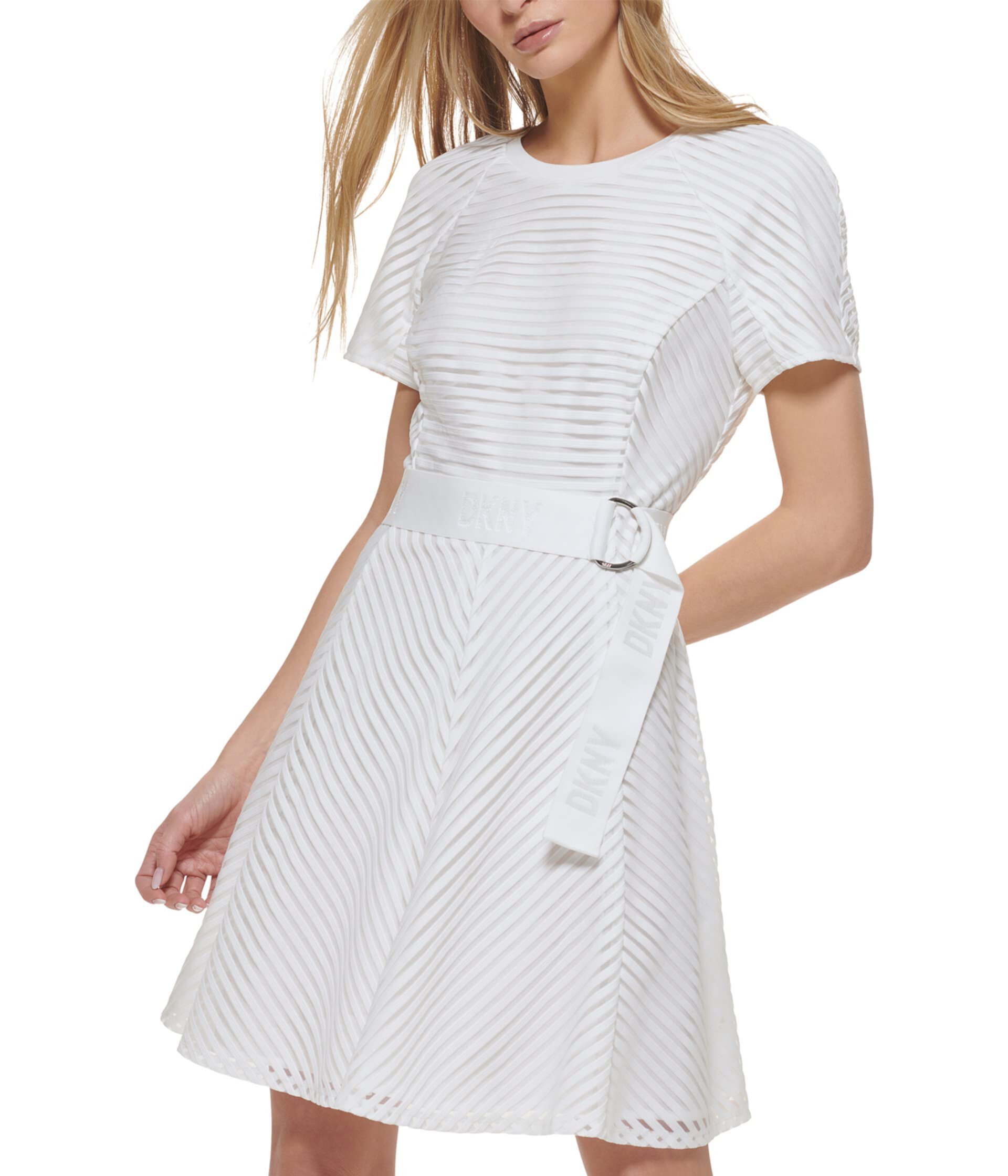 Расклешенное мини-платье с короткими рукавами DKNY