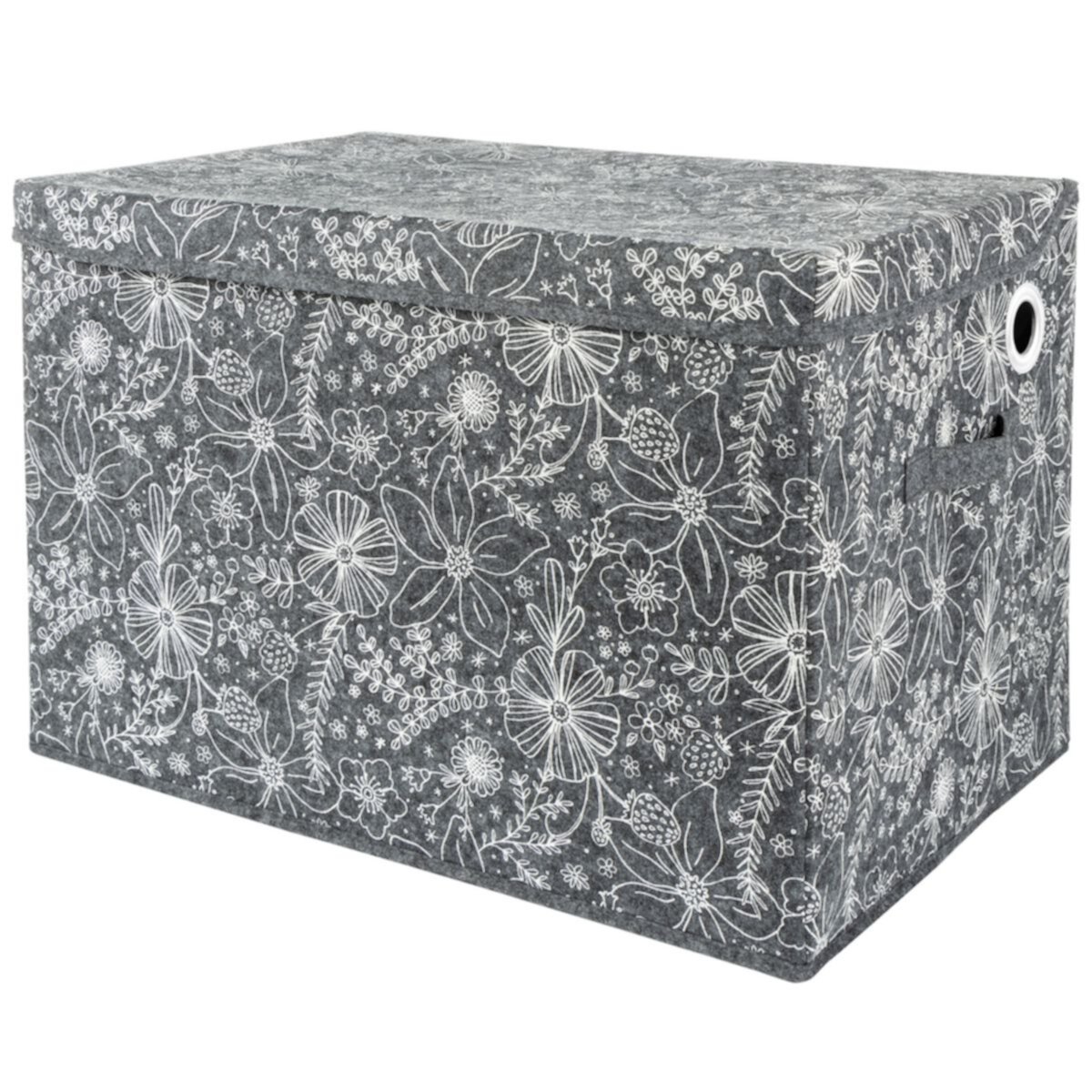 Sammy & Lou Floral Gray and White Felt Toy Box Sammy & Lou