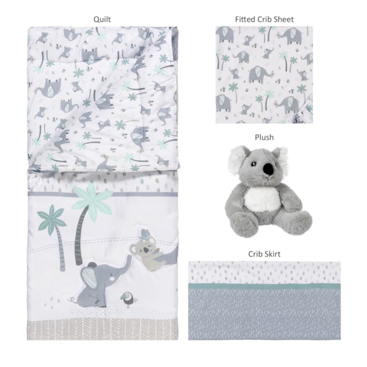 Boys Girls Sammy & Lou Sammy & Lou Ellie & Friends 4 Piece Crib Bedding Set Sammy & Lou