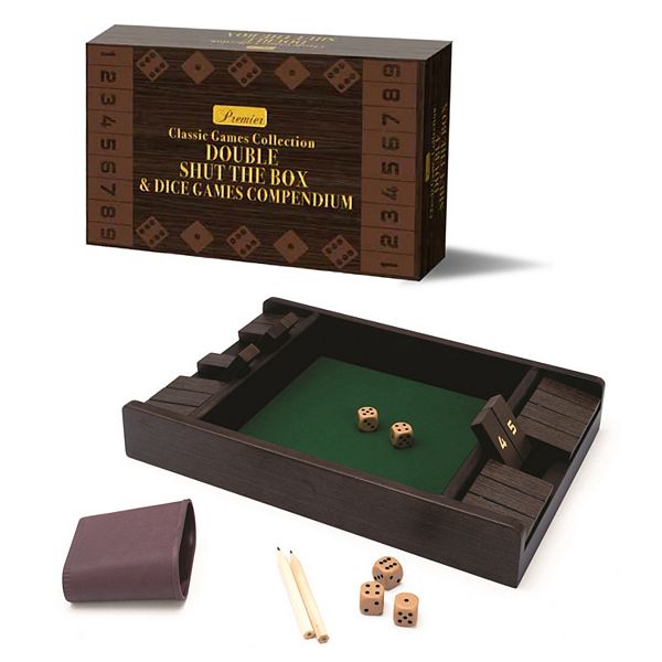 Деревянная настольная игра "Double Shut the Box" с 5 игральными кубиками для 1-4 игроков New Entertainment