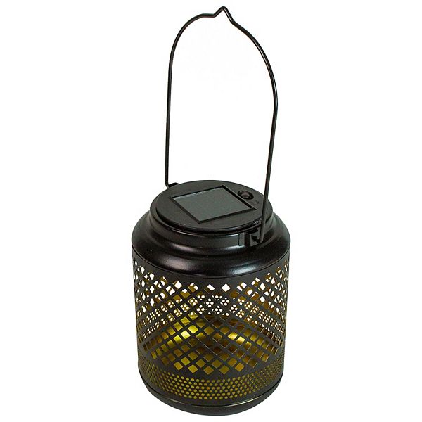 Geometric Cutout LED Outdoor Solar Lantern Table Decor Northlight