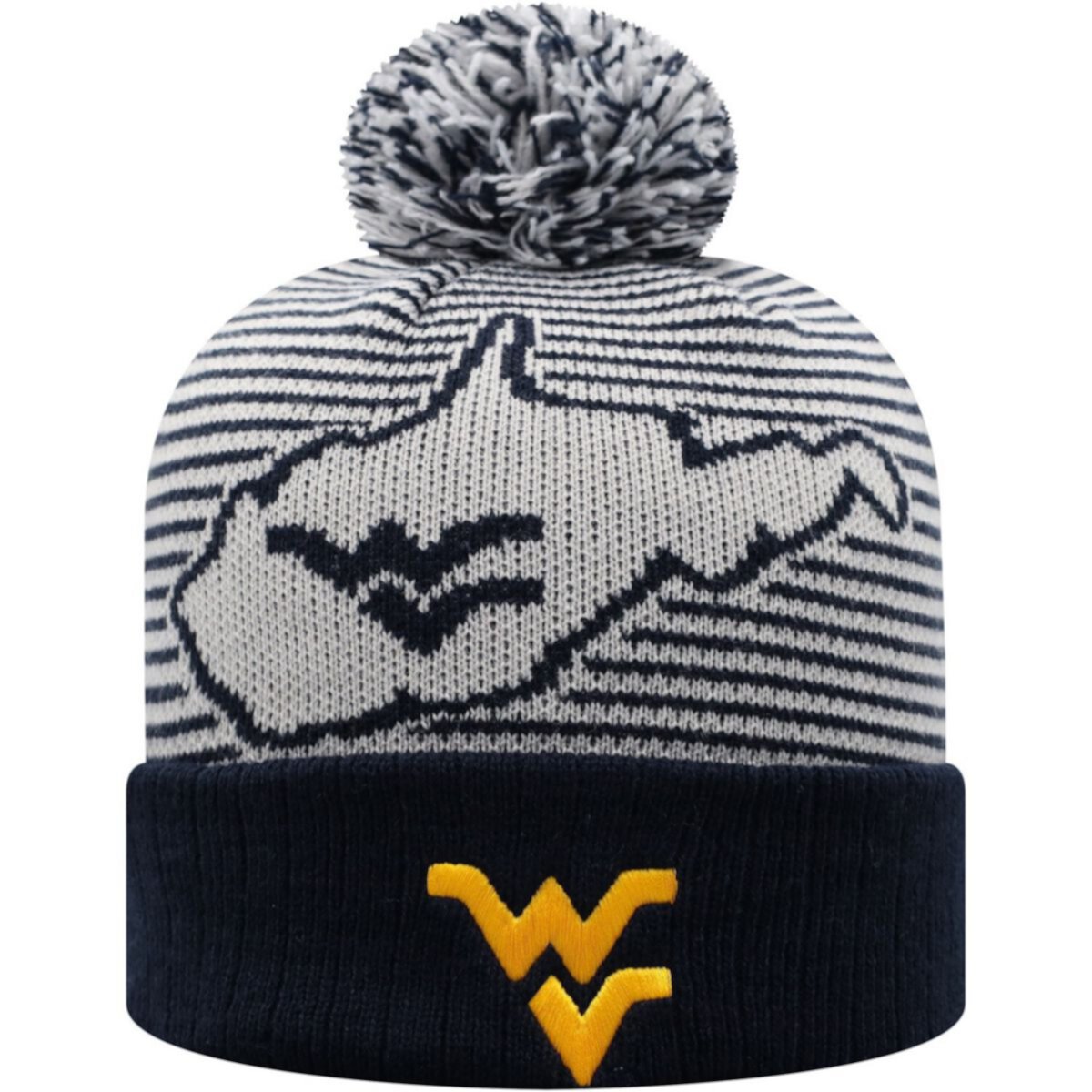 Мужская трикотажная шапка West Virginia Mountaineers с помпоном, универсальный размер, 100% акрил Top of the World