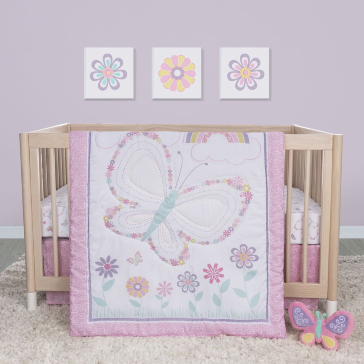 Sammy & Lou Floral Butterfly 4-piece Crib Bedding Set Sammy & Lou