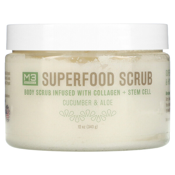 Скраб Superfood, огурец и алоэ, 12 унций (340 г) M3 Naturals