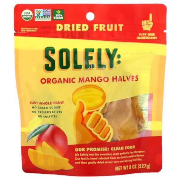 Органические половинки манго, 8 унций (227 г) SOLELY