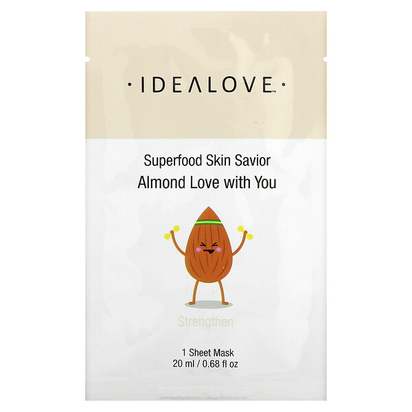 Superfood Skin Savior, Миндальная любовь с вами, 1 косметическая тканевая маска, 0,68 ж. унц. (20 мл) Idealove