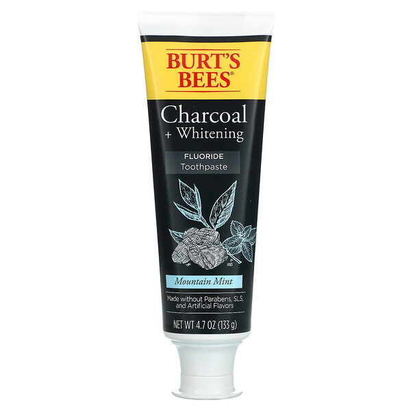 Charcoal + Whitening, Зубная паста с фтором, горная мята, 4,7 унции (133 г) BURT'S BEES