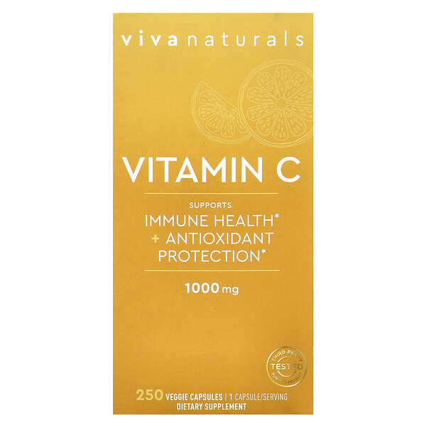 Vitamin C, 1,000 mg, 250 Veggie Capsules (Капсулы на растительной основе) Viva Naturals